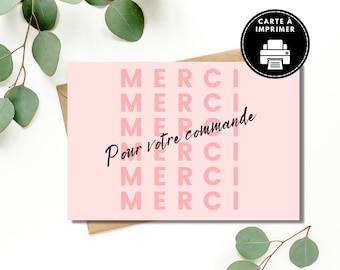 Carte de remerciement pour entreprise, Carte pour client en Français, Carte merci pour votre commande à imprimer, carte petite entreprise