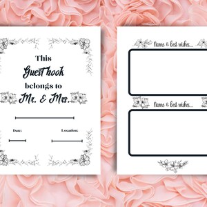 Wedding Guest Book Printables Wedding Guestbook Template - Etsy