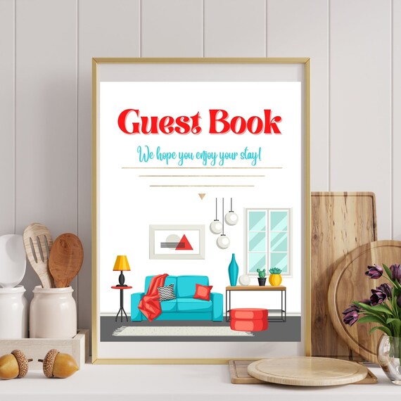 Vacation Guest Book Printable Guest Book Template Airbnb Etsy
