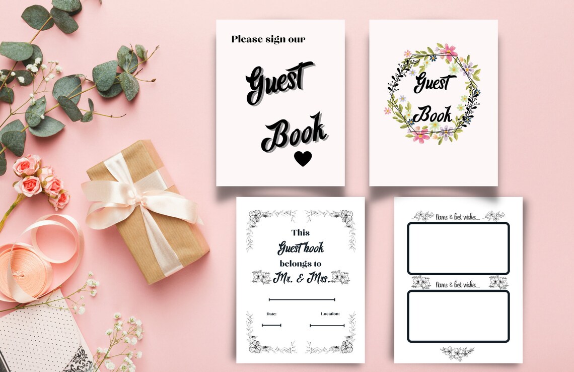 Wedding Guest Book Printables Wedding Guestbook Template - Etsy