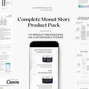 Complete Monat Product Pack - Canva Editable Templates - White Minimal Instagram Templates - Monat Instagram Social Media Stories