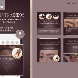 PMU Course Flyer Template | Gold Instagram Posts | Permanent Makeup Course | PMU Artist Canva Templates | Powder Brow Teacher | Microblading