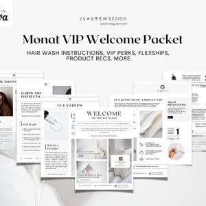 Monat VIP-welkomstpakket - instructies voor het wassen van haar - bewerkbare Canva-sjablonen - schone, esthetische minimale Instagram - Monat-sjabloon