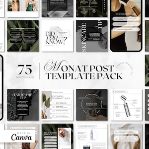 Monat Instagram Posts - Canva bearbeitbare Vorlagen - Monat Market Partner - Ästhetische Minimal Instagram Vorlagen - Monat Vorlage - Haare/Haut