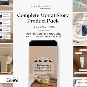 Complete Monat Product Pack (Beige Aesthetic) - Canva Editable Templates - Instagram Templates - Monat Instagram Stories