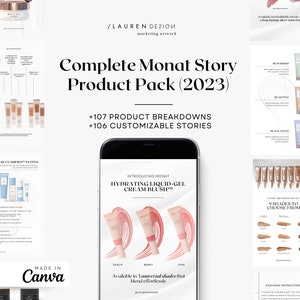 2023 Complete Monat Product Pack - Canva Editable Templates - White Aesthetic Minimal Instagram Templates - Monat Instagram Stories