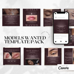 PMU Brow Models Wanted Template | Gold Instagram Posts | Permanent Makeup Course | PMU Artist Canva Templates | Powder Brow | Microblading