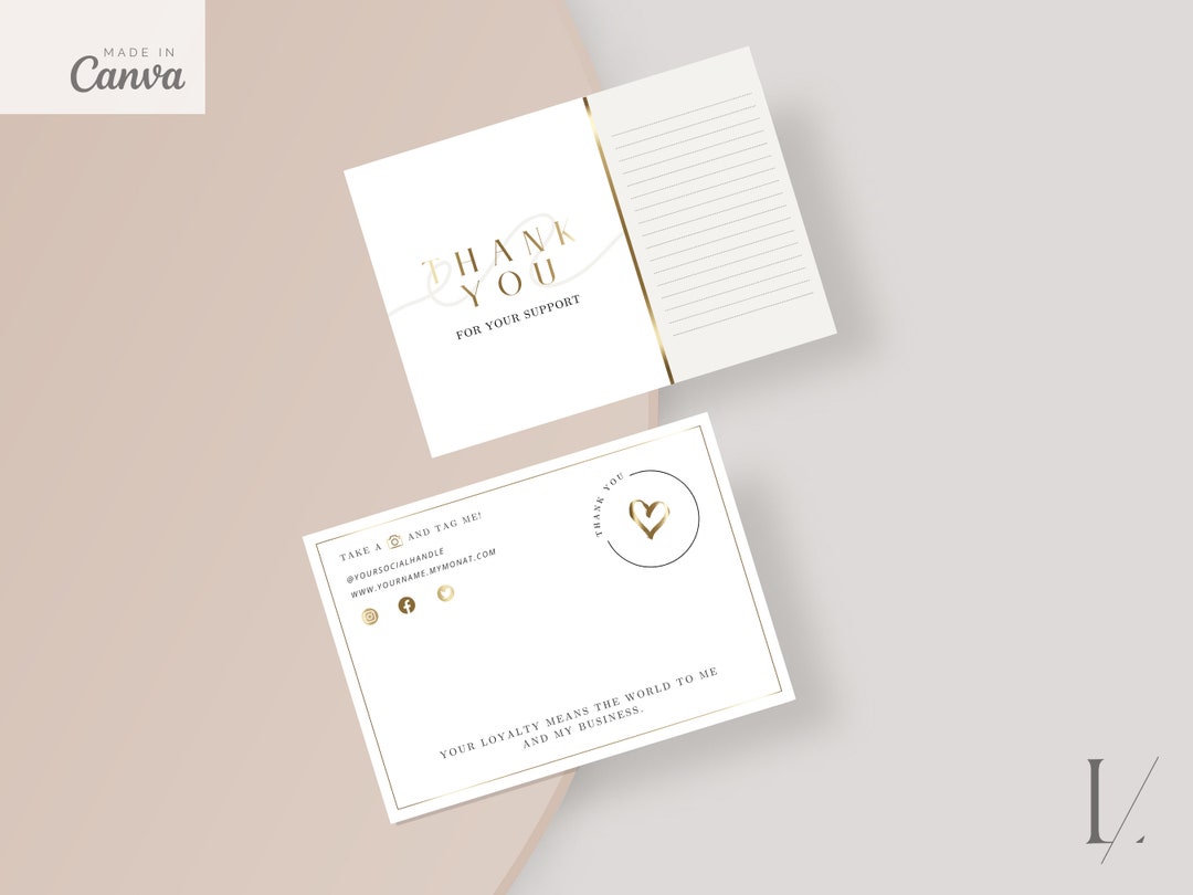 Vip Thank You Notes Monat VIP Thank You Card Template - Gold Design (canva Editable) - Etsy