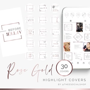 Beauty Rose Gold Highlight Covers, Editable Canva Templates, Business Highlight Covers, Highlight Icons, Instagram story, IG story covers