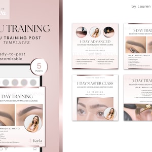 PMU Course Flyer Template | Gold Instagram Posts | Permanent Makeup Course | PMU Artist Canva Templates | Powder Brow Teacher | Microblading