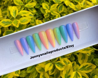 Pastel Rainbow Press On Nails