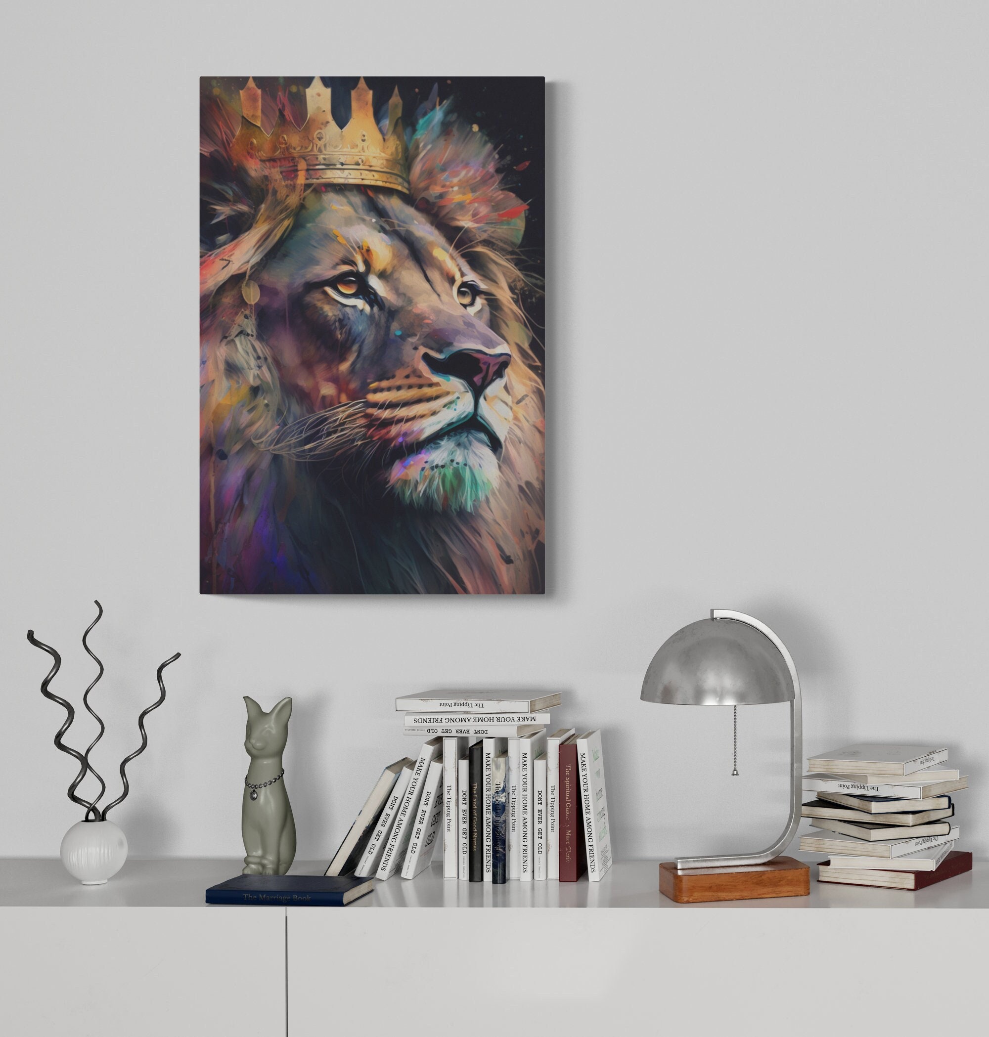 Colorful Lion Wall Art Abstract Lion Canvas Print Lion Digital Etsy