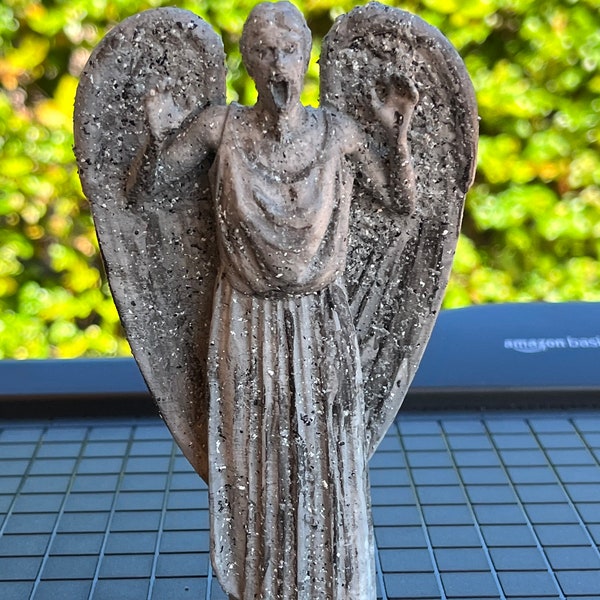 Weeping Angel 3d printed stone textured inspired by Doctor Who. Made in the USA