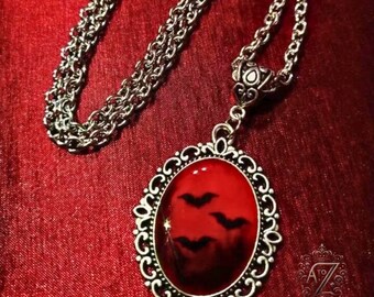 Gothic Blood Red Quartz Pendant Necklace - Unisex Victorian Witch Jewelry