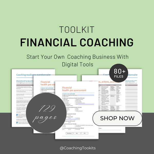 Financial Coaching Toolkit, Business Starter Kit, Tools Client Intake Form Template, action Plan, Set Goals, Budget tool saving, Intake Form