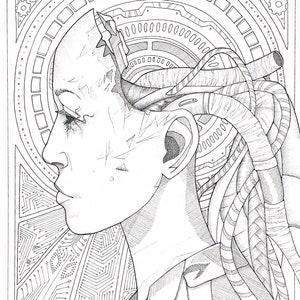 Jugendstil inspirierte Feder und Tinte Illustration