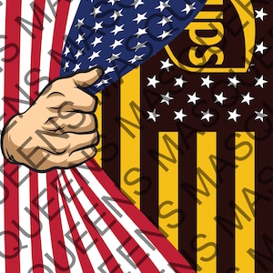 UPS United Parcel Service Drapeau américain Mash UP Sublimation Design Service postal PNG imprimable haute saison