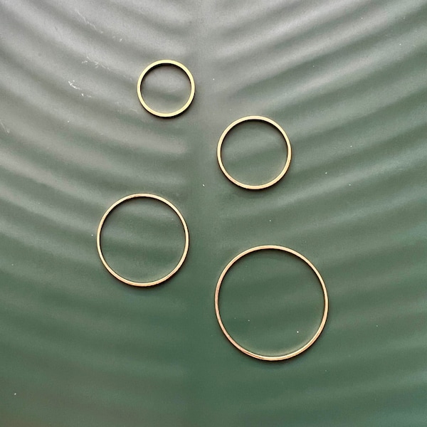 6pcs Brass Circle Connectors - Multiple Sizes