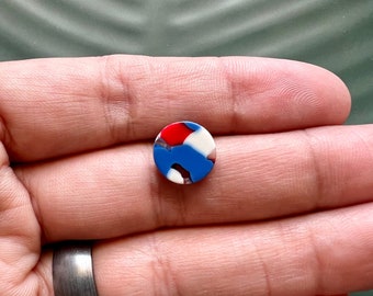 6pcs Red, White and Blue Acrylic Stud Post with Connector, Acetate, Acrylic, Earring Charms, Stud Posts for Polymer Clay Earrings