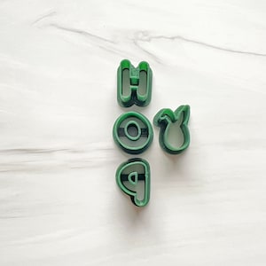 Easter HOP Letters with Bunny, Cutters, Easter Cutters, Spring Clay Cutters, Cutters for Polymer Clay