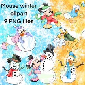 Magic kingdom clipart,mouse,digital,clipart,sublimation design,download,Mickey winter,Minnie winter,mouse clipart,winter clipart,character