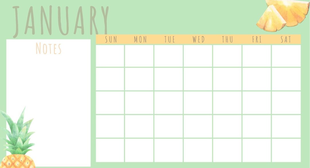 Pineapple IGC Blank Calendar - Etsy