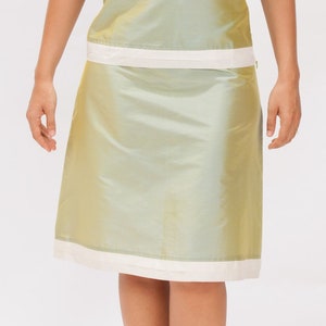 KATIA yellow silk skirt 100% natural taffeta silk image 5