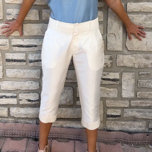 DOROTHY pantalon 100% soie taffeta 7/8eme blanc image 2