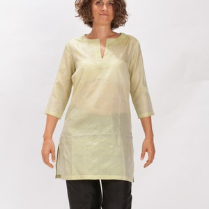 CLARA green silk tunic 100% natural chiffon silk image 1