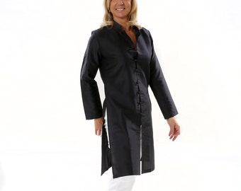 NOHAD robe pure soie taffeta naturelle - noir