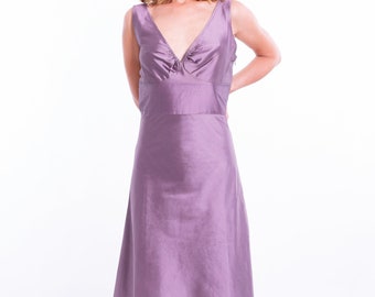 PENELOPE purple silk dress - 100% natural taffeta silk