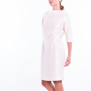 MEGAN white silk dress 100% natural raw silk image 1