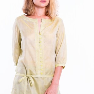 SHANTI green silk tunic 100% natural chiffon silk image 2