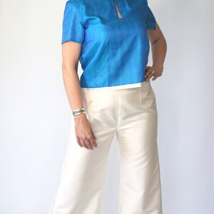 AMELIA blue silk top 100% natural fine silk image 3