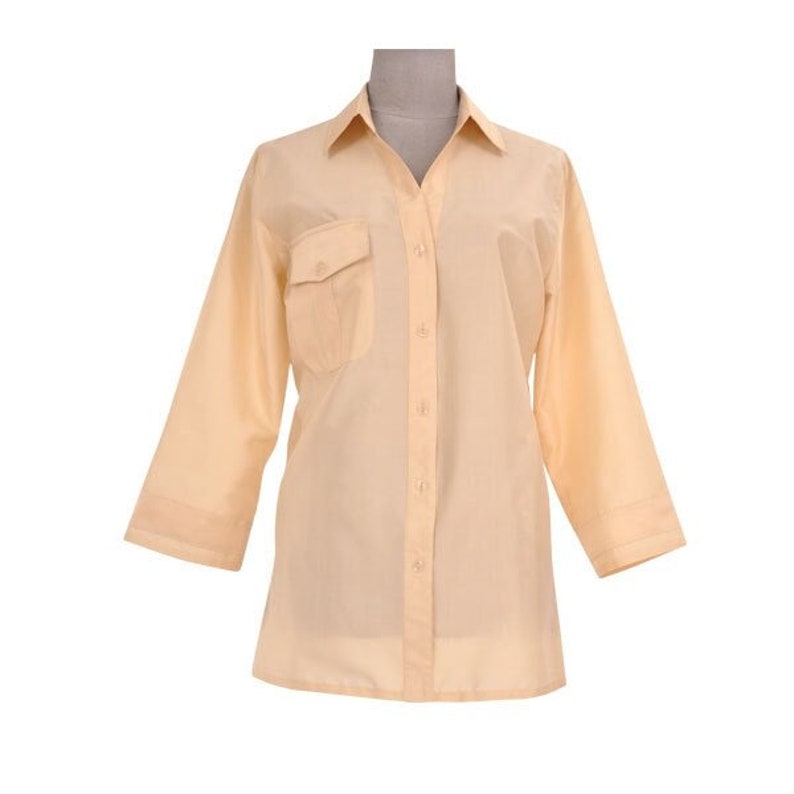 AMBRE pink silk shirt 100% natural taffeta silk image 6