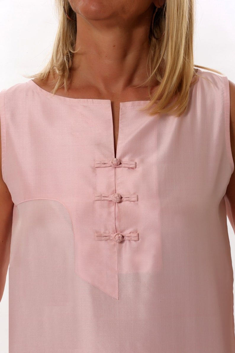KIM pink silk top 100% natural taffeta silk image 3