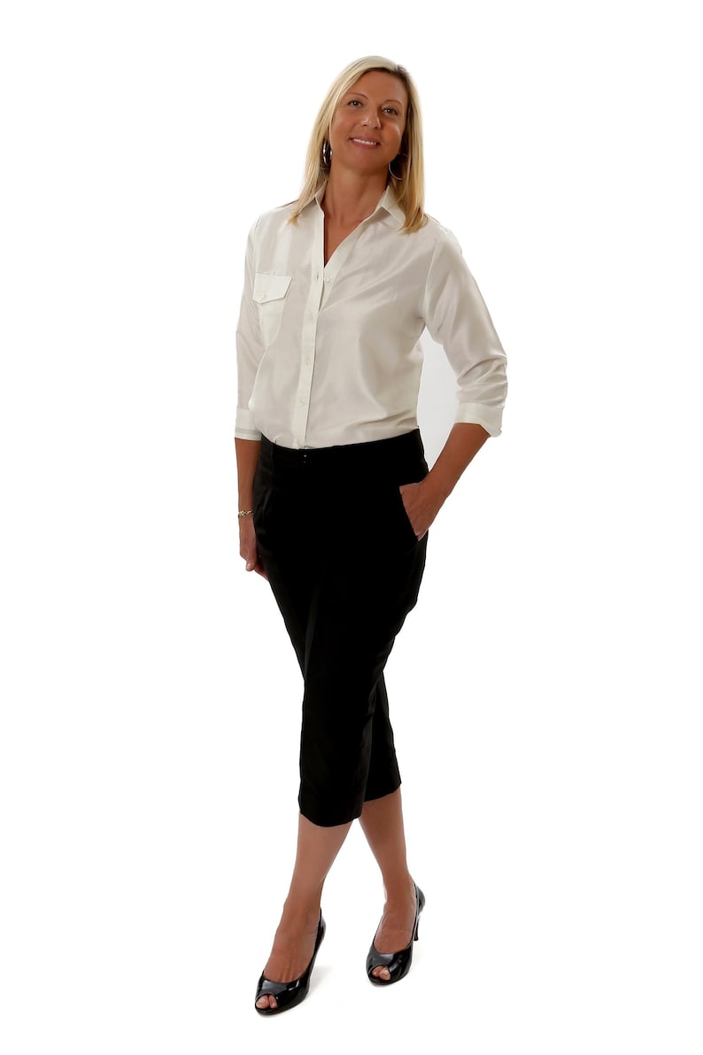 DOROTHY pantalon 100% soie taffeta 7/8eme blanc image 5