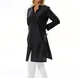 NOHAD robe pure soie taffeta naturelle noir image 2