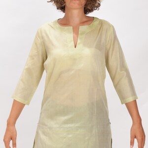 CLARA green silk tunic 100% natural chiffon silk image 3