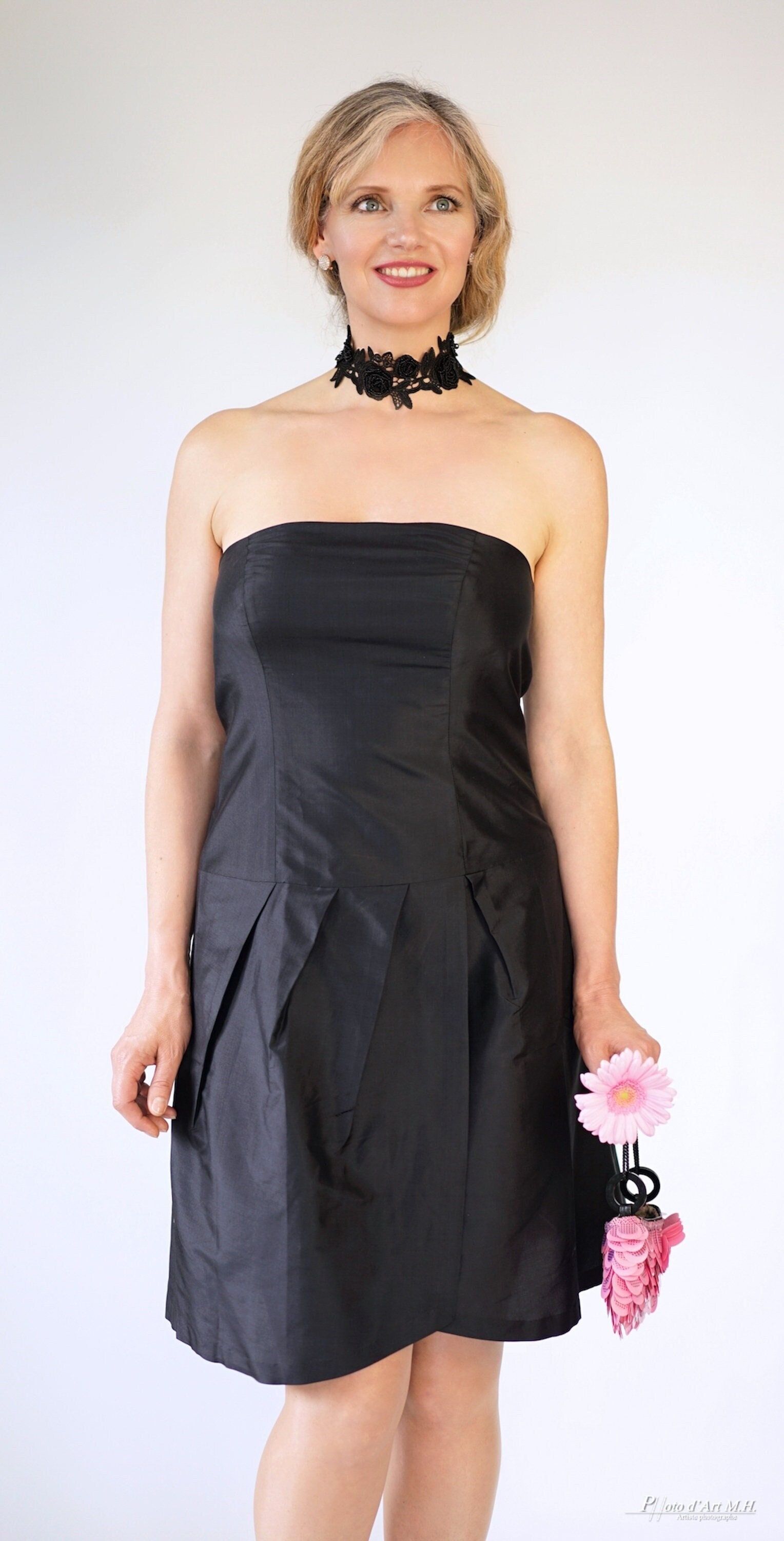 Robe Vintage BICHE DE BERE - Taffetas Moiré, Ceinture Corset, Taille M Kaki