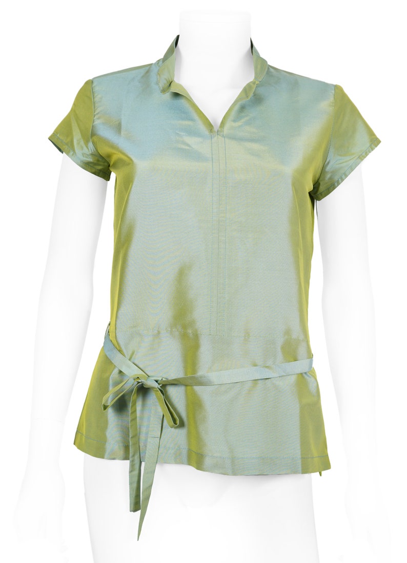 ESTELLE top 100% soie taffeta naturelle mauve Vert