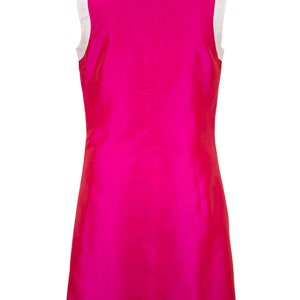 CAPRI silk dress 100% natural taffeta silk fuschia pink & white image 4