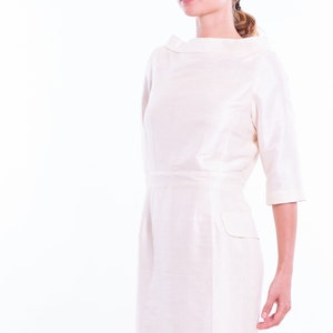 MEGAN white silk dress 100% natural raw silk image 3