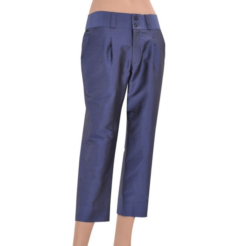 DOROTHY pantalon 100% soie taffeta 7/8eme blanc image 7