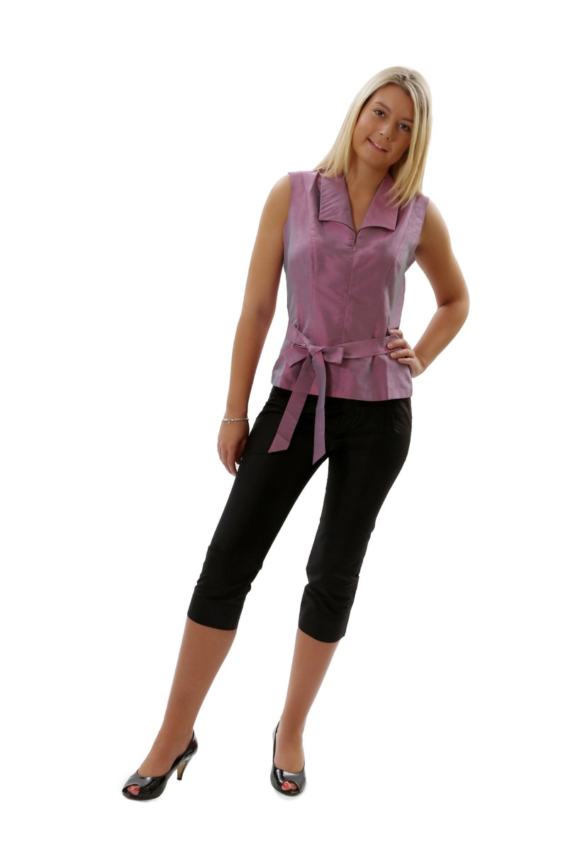 ESTELLE top 100% soie taffeta naturelle mauve image 1