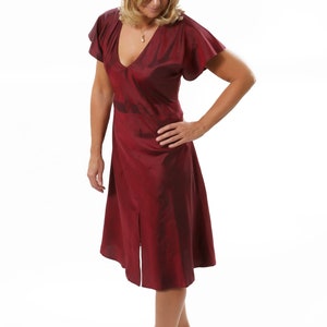 CAROLE red silk dress 100% natural chiffon silk image 2