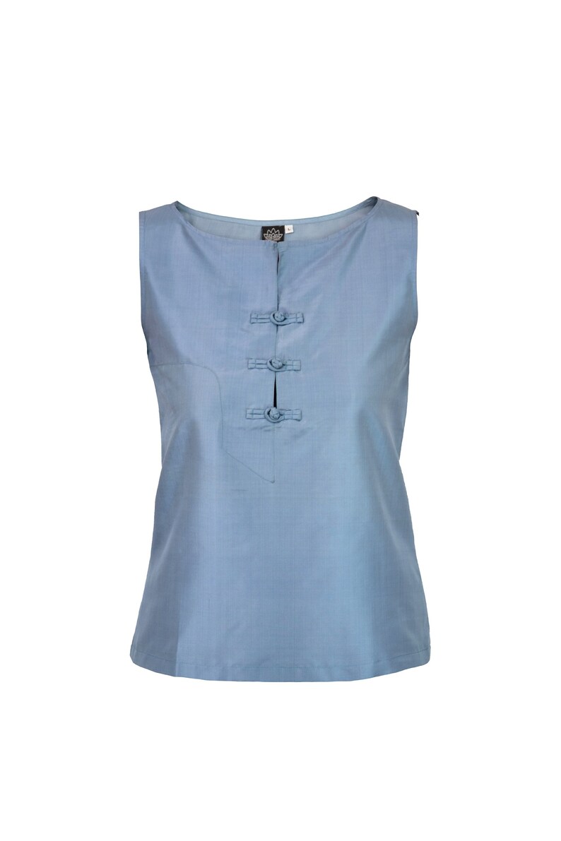 KIM top 100% soie taffeta naturelle rose Bleu