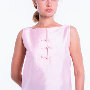 KIM blue silk top 100% natural taffeta silk Pink