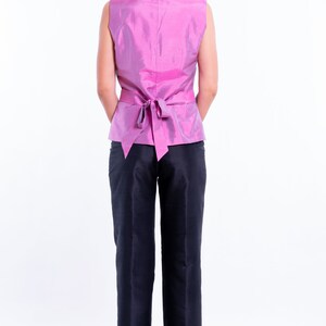 ESTELLE mauve silk top 100% natural taffeta silk mauve purple image 4