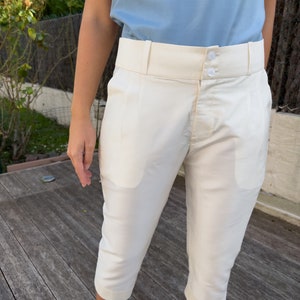 DOROTHY pantalon 100% soie taffeta 7/8eme blanc image 4